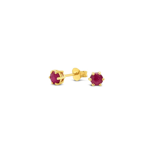 9k Yellow Gold Ruby Stud Earrings