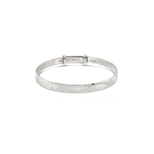 Sterling Silver Babies Expanding Hand Engraved Christening Bangle