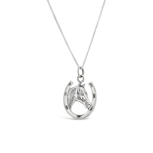 Sterling Silver Horse & Shoe Pendant