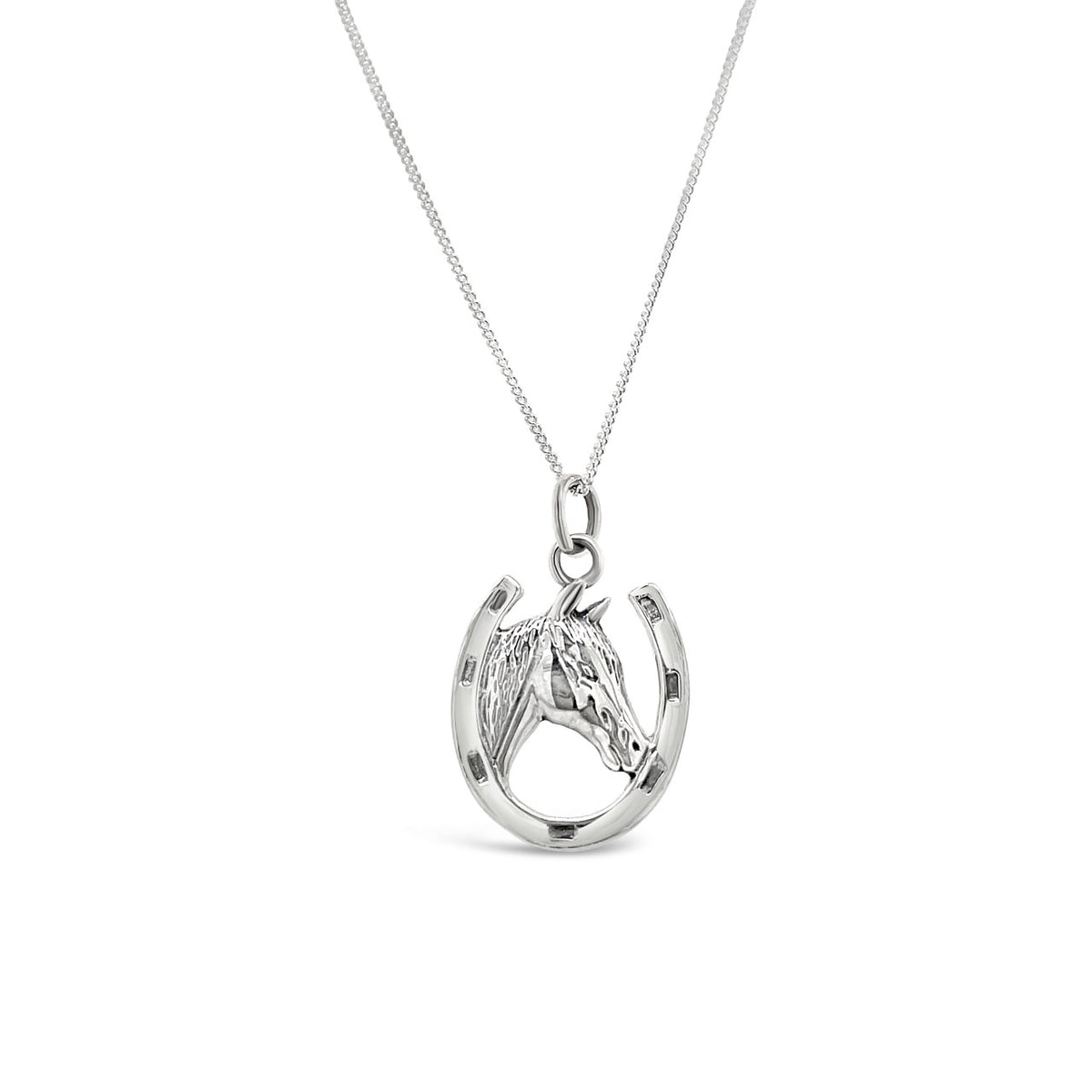 Sterling Silver Horse Shoe with Horse Head Pendant