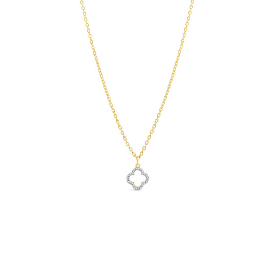 9k Yellow Gold Diamond Pave Set Open Flower Pendant