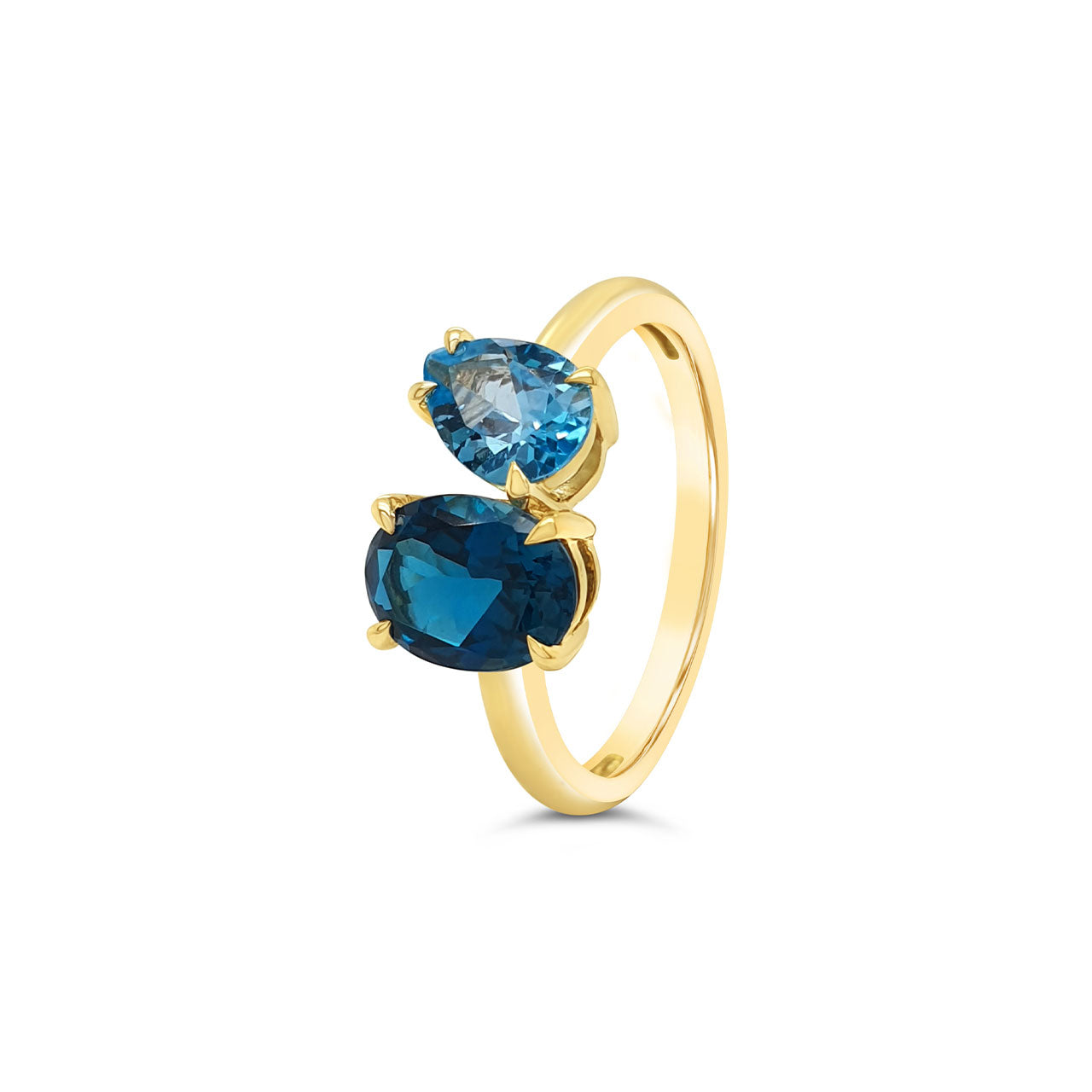 9k Yellow Gold Toi et Moi Blue Topaz Dress