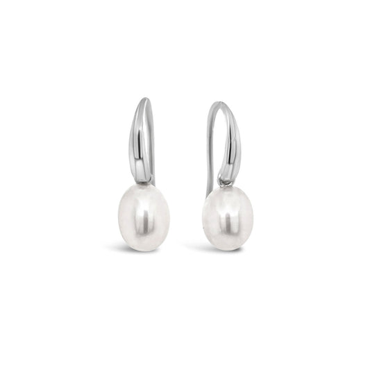 Sterling Silver Swinging Hook Fresh Water Pearl Earrings