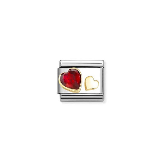 Composable Classic Link 030613/05 Red CZ & Gold Hearts In Gold