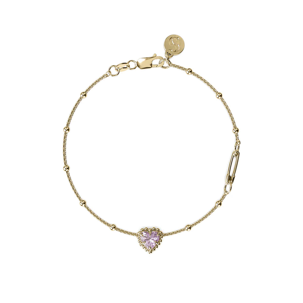 Dahlia's Heart Bracelet - Pink Amethyst X Gold Plated