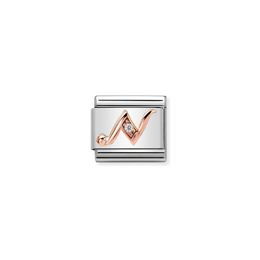 Composable Classic Link 430310/14 Letter N in Rose Gold & CZ
