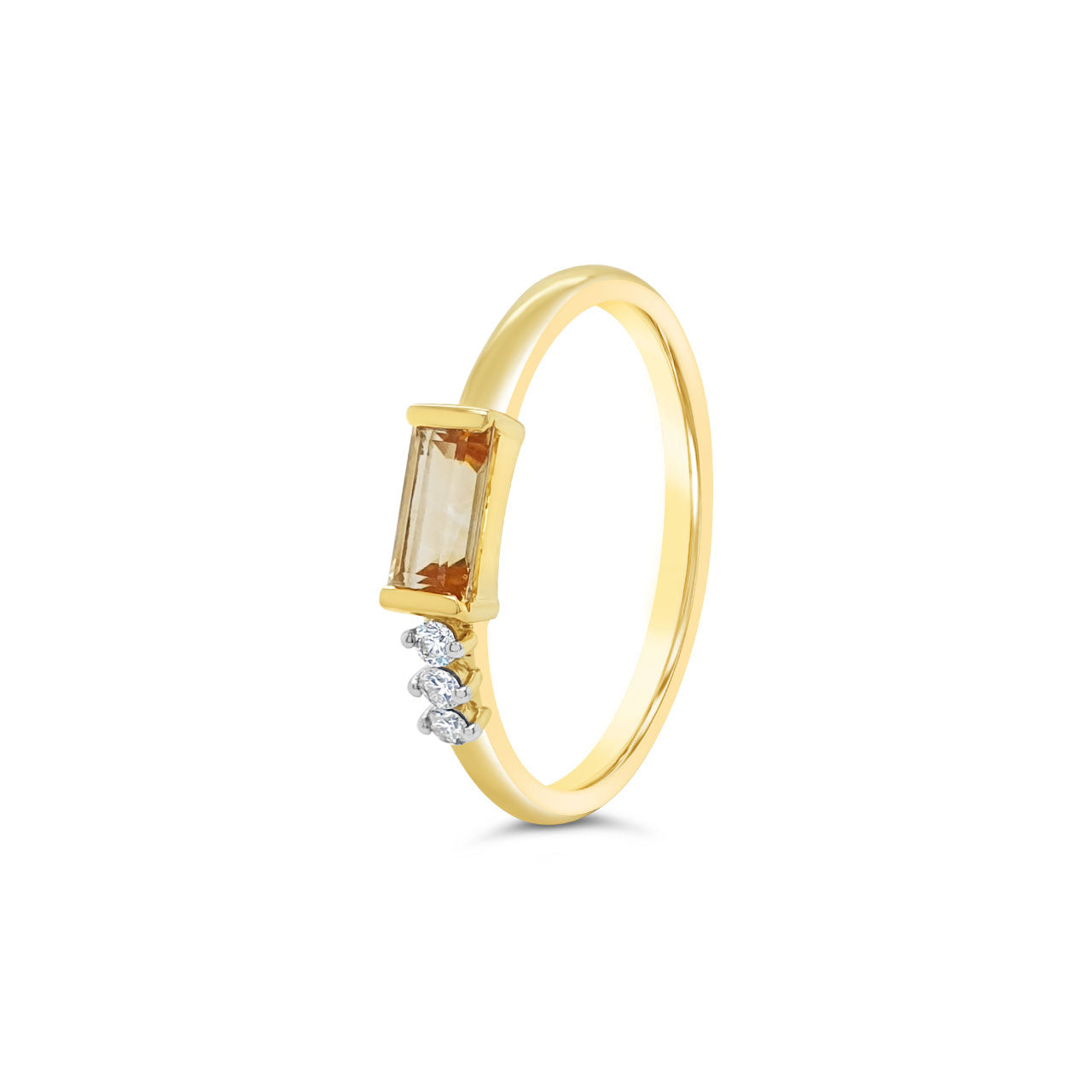 9k Yellow Gold Citrine & Diamond Dress Ring