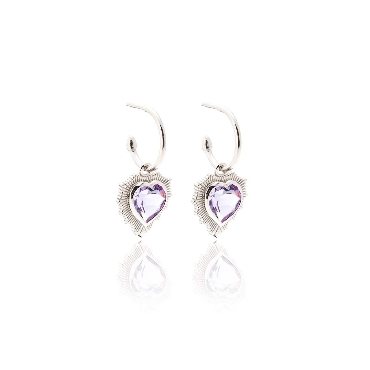 Amour Hoop Earrings Brazilian Amethyst + Silver