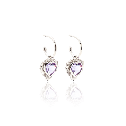 Amour Hoop Earrings Brazilian Amethyst + Silver
