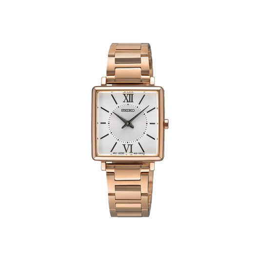 Seiko - SWR112P Ladies Rose Gold Classic Rectangular Daywear Watch