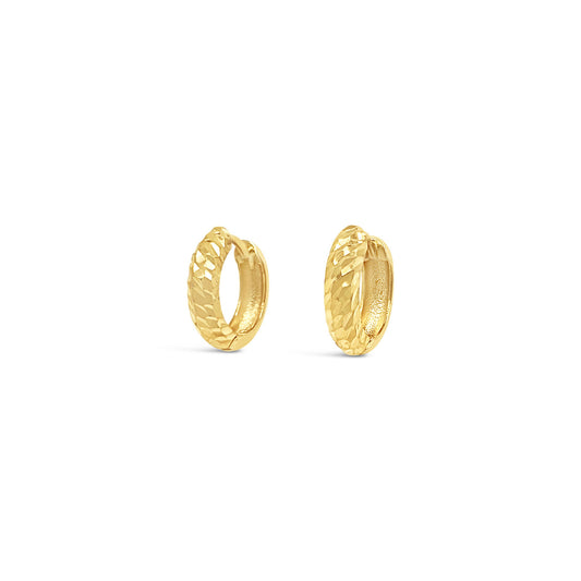 9k Yellow Gold Small Textured Hollow Creole Hoop Earrings