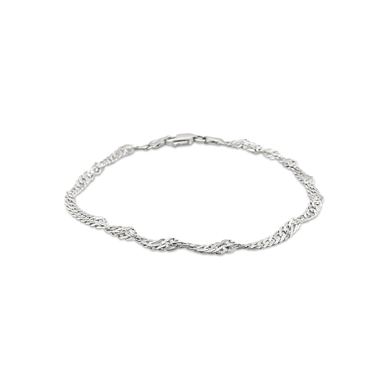 19cm Sterling Silver SNG50 Singapore Twist Chain Bracelet