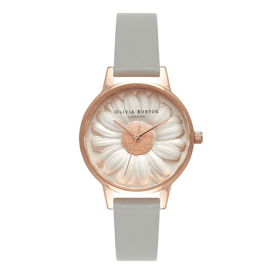 3D Daisy Grey & Rose Gold Watch