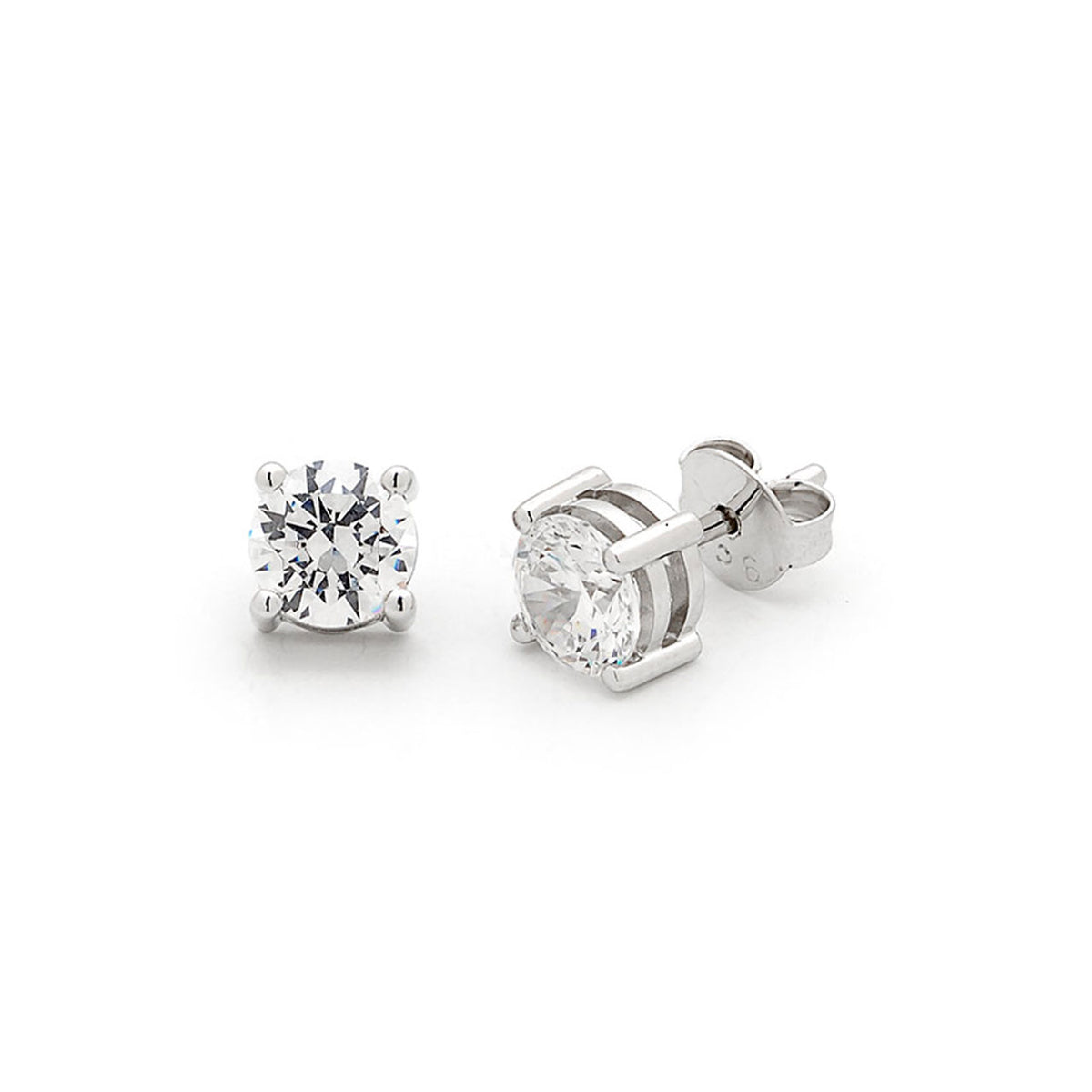 9k White Gold 4 Claw Lab Grown Diamond Stud Earrings