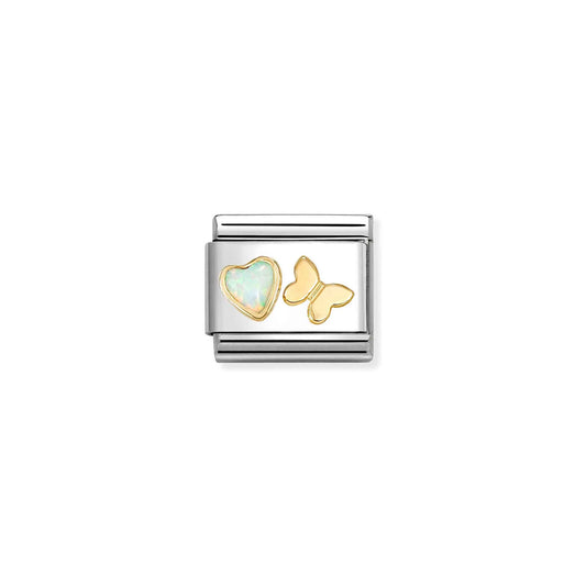 Composable Classic Link 030523/11 White Opal Heart & Butterfly In 18K Gold