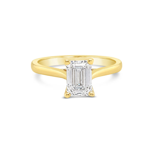 18k Yellow Gold 1.00ct Lab Grown Emerald Cut Diamond Solitaire Ring