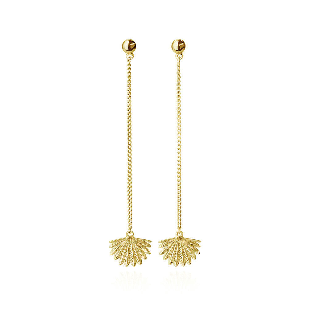 Gold Plated Mini Fan Tail Drop Earrings