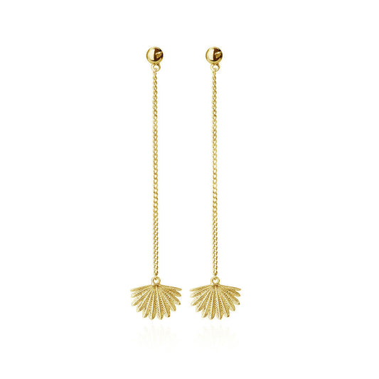 Gold Plated Mini Fan Tail Drop Earrings