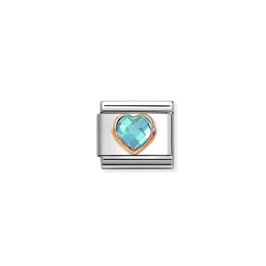Composable Classic Link 430607/006 Light Blue CZ Heart In 9K Rose Gold