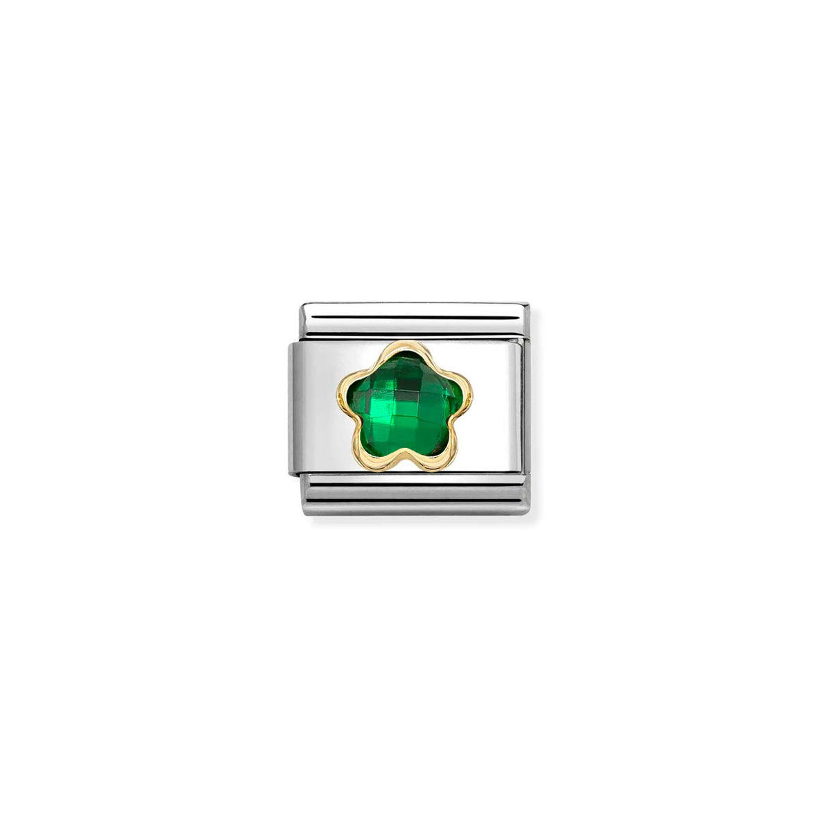 Composable Classic Link 030615/004 Green Cz Flower In 18K Gold