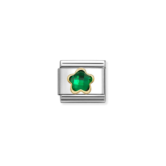 Composable Classic Link 030615/004 Green Cz Flower In 18K Gold