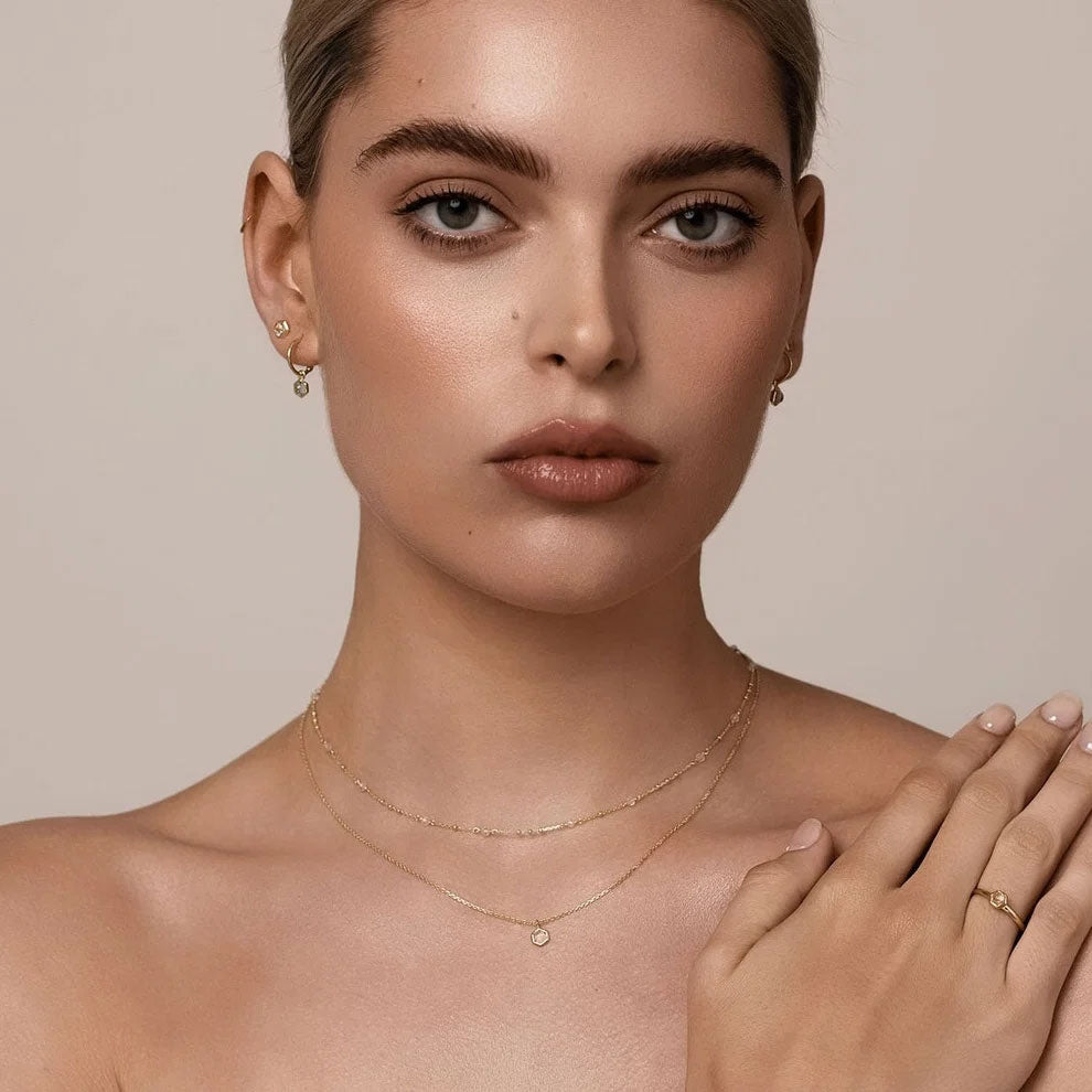 Mini Harmony Necklace Crystal Quartz + Gold