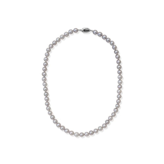 6.5-7.5mm Silver Semi Round Pearl Strand Necklace