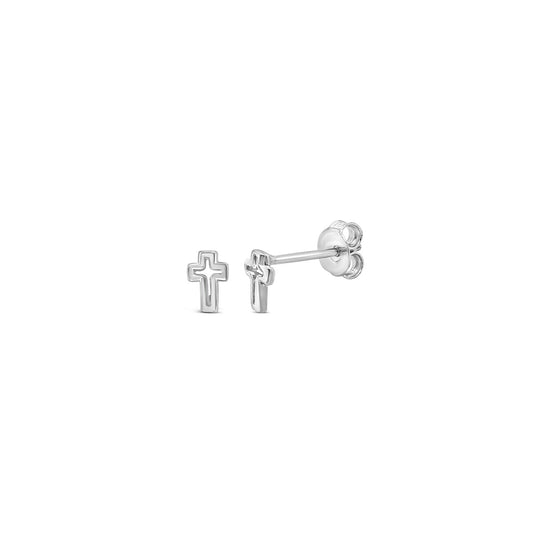 Sterling Silver Cross Stud Earrings