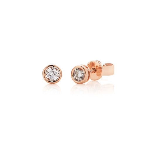 9k Rose Gold Diamond Stud Earrings