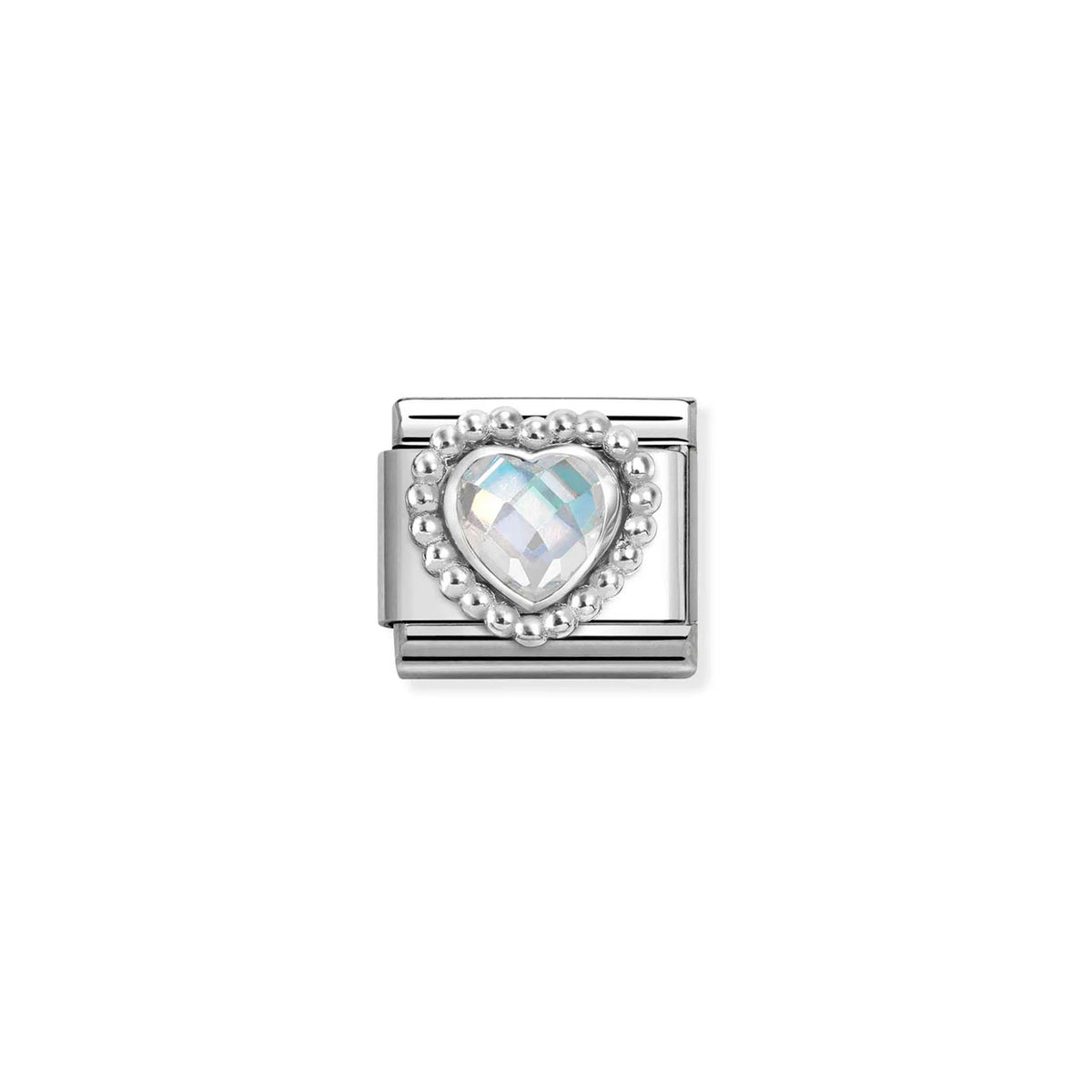 Composable Classic Link 330606/010 White CZ Heart In 925 Silver