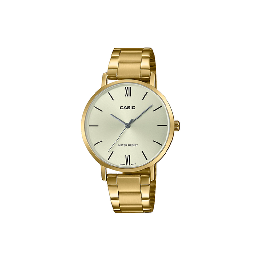 Casio Ladies Analogue Gold Watch - LTPVT01G-9B