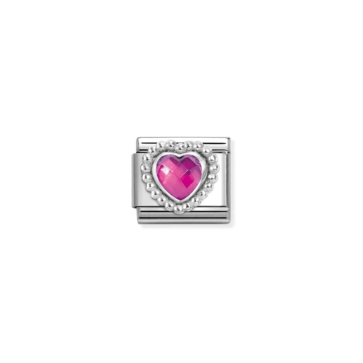 Composable Classic Link 330606/030 Faceted Fuchsia CZ Heart In 925 Silver