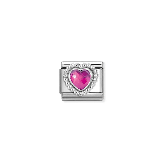 Composable Classic Link 330606/030 Faceted Fuchsia Cz Heart In 925 Silver