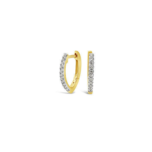 9k Yellow Gold Diamond 'V' Shape Huggie Earrings