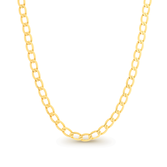 9k Yellow Gold 55cm Flat Curb Chain