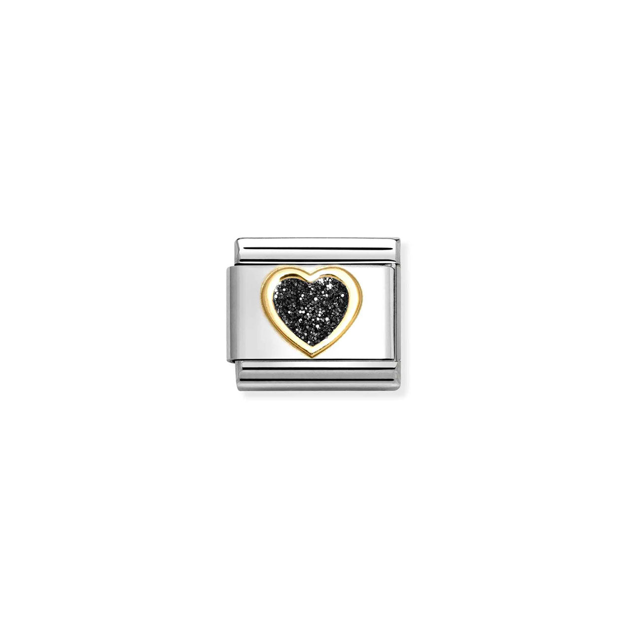 Composable Classic Link 030220/10 Glitter Black Heart in 18k Gold