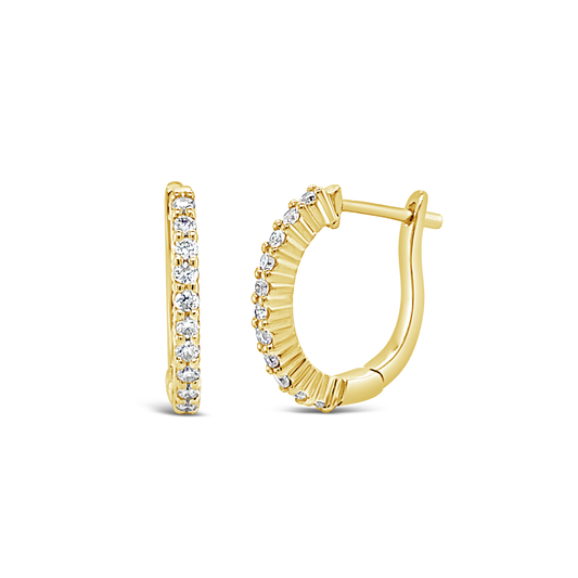 9k Yellow Gold 0.13ct Diamond Huggie Earrings
