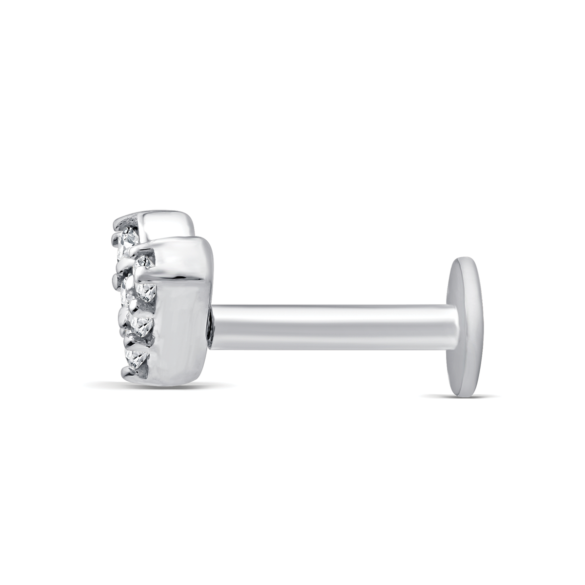 9k White Gold 0.03ct V Shaped Lab Grown Diamond Single Flat Back Earring
