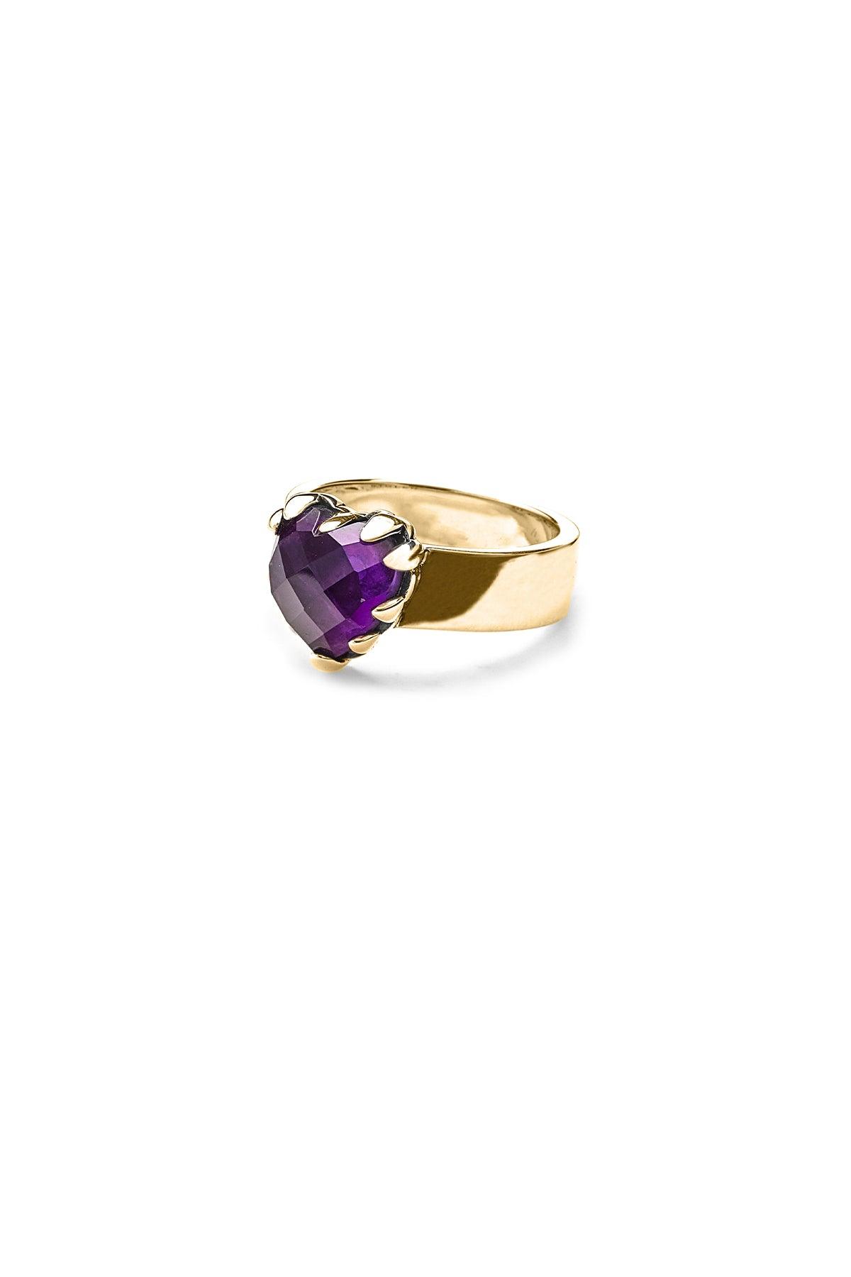 Love Claw Ring Gold Plated - Dark Amethyst - Jamies Jewellers