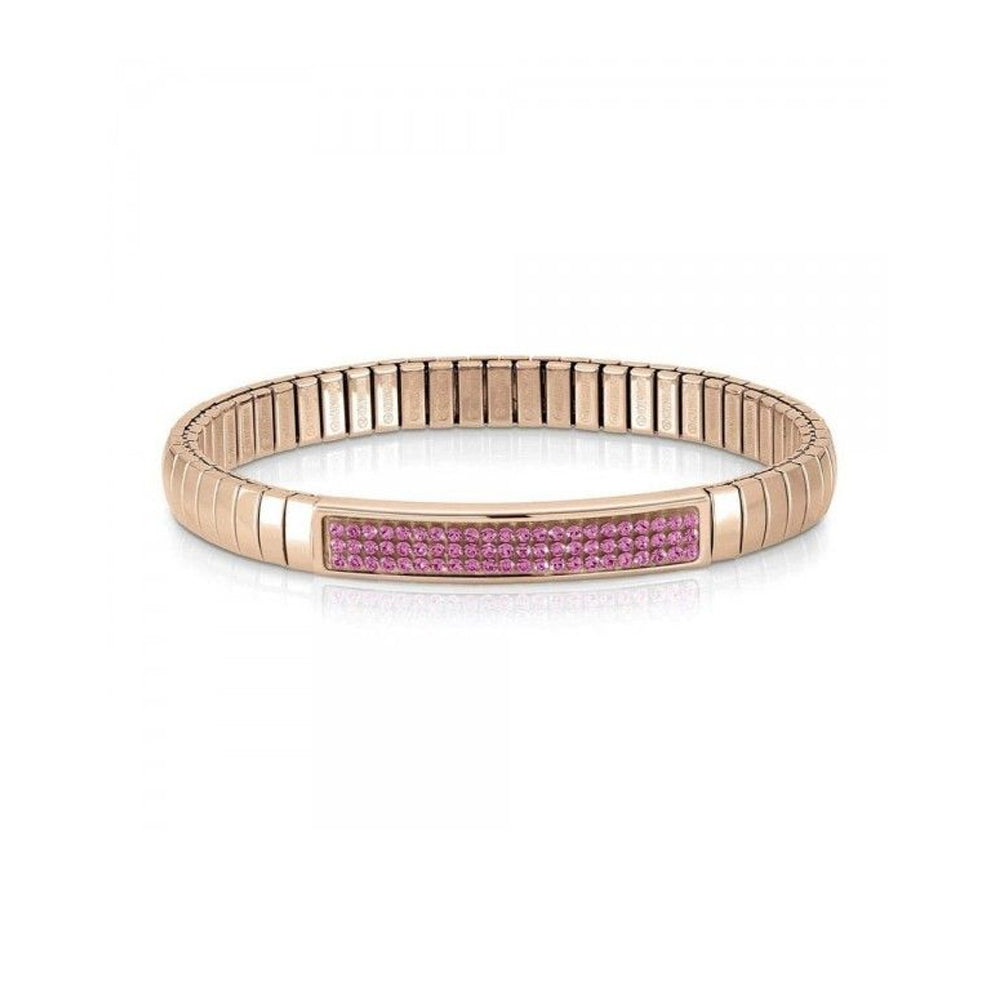 Glitter Stretchable Bracelet 043213/030  in Rose Gold with Fushia Zircons
