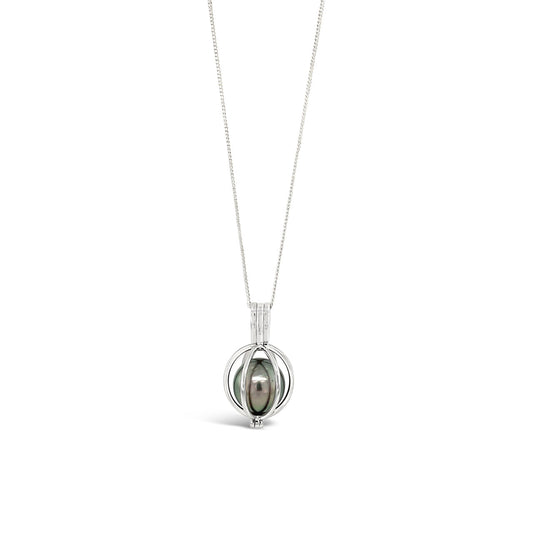 Sterling Silver Tahitian Pearl Cage Necklace