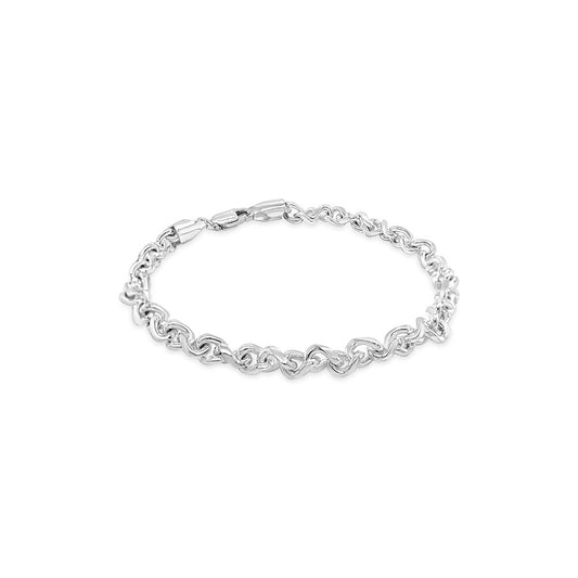 Sterling Silver Twisted Diamond Cut Curb Chain 19cm Bracelet