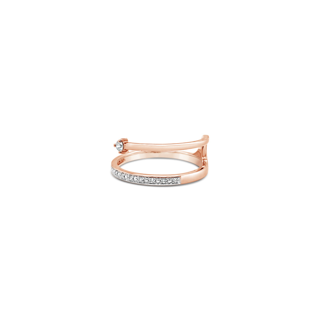 9k Rose Gold & Diamond Contemporary Asymmetric Ring