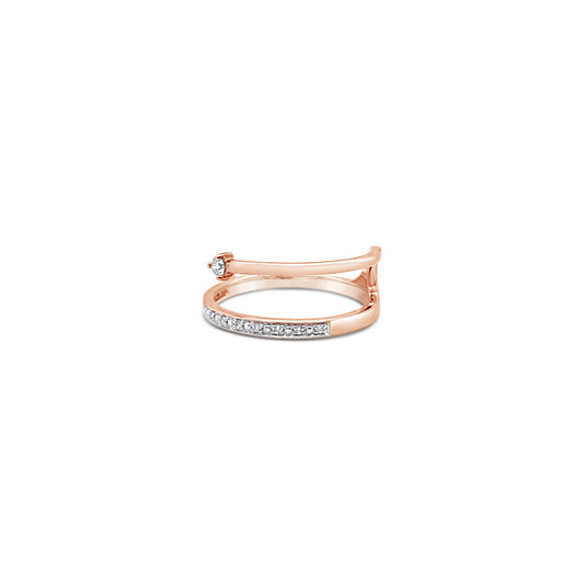 9k Rose Gold & Diamond Contemporary Asymmetric Ring