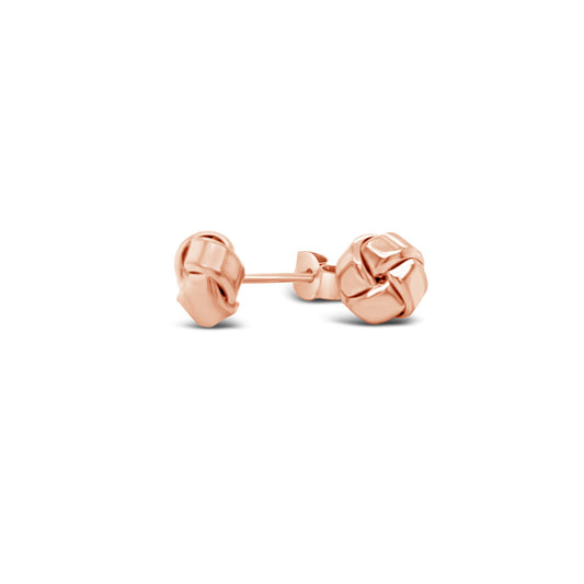 9k Rose Gold 4 Fold Flat Knot Stud Earrings