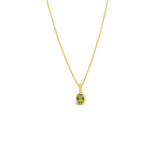 9k Yellow Gold Peridot Bezel Set Pendant