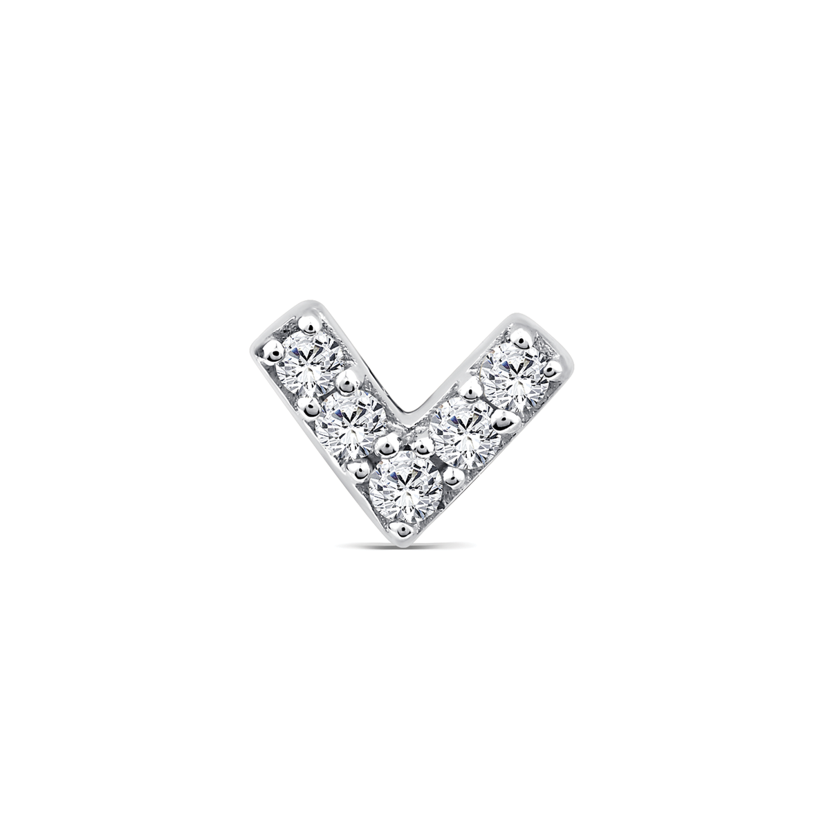 9k White Gold 0.03ct V Shaped Lab Grown Diamond Single Flat Back Earring