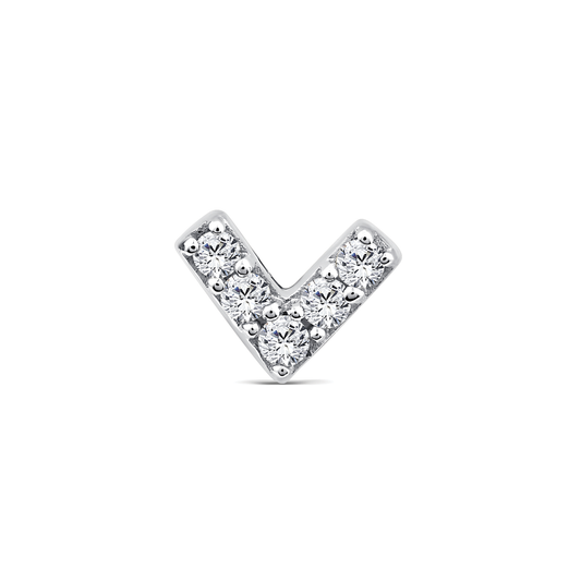 9k White Gold 0.03ct V Shaped Lab Grown Diamond Single Flat Back Earring