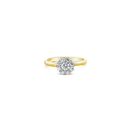 9k Yellow Gold Diamond 0.18ct Cluster Ring