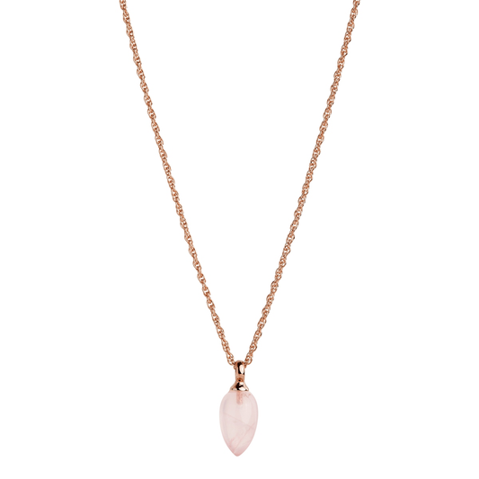 Dew Drop Rose Quartz Necklace - Rose Gold Plated